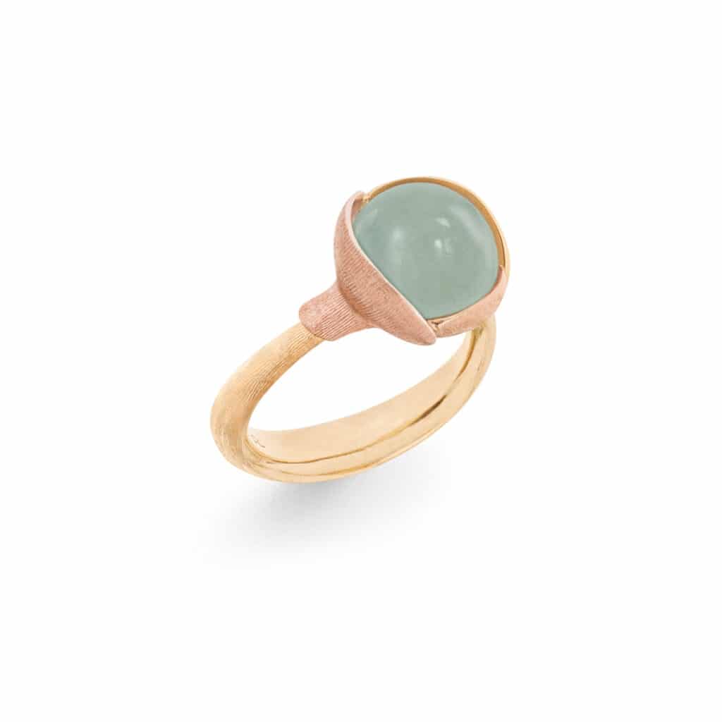 OLE LYNGGAARD RING LOTUS STR 2 AQUAMARINE