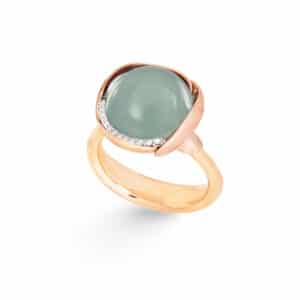 OLE LYNGGAARD RING LOTUS STR 3 AQUAMARINE