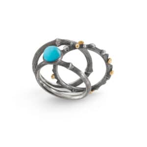 OLE LYNGGAARD RING LOTUS MINI TURQUOISE SØLV