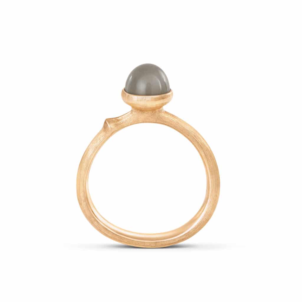 OLE LYNGGAARD RING LOTUS MINI GRÅ MÅNESTEN