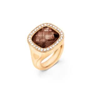 OLE LYNGGAARD RING CUSHION RØKKVARTS OG DIAMANTER