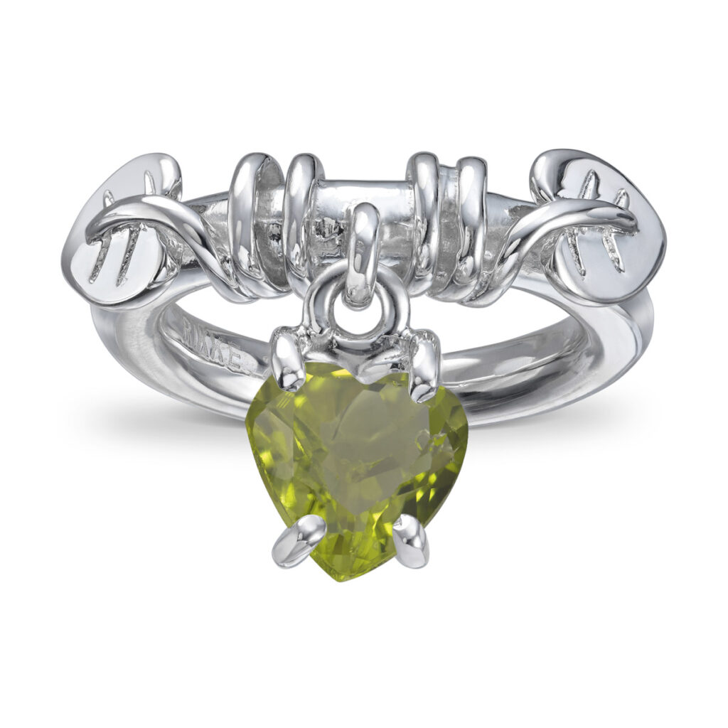 RIKKE HARHSEIM RING M/HENGENDE STEN PERIDOTT