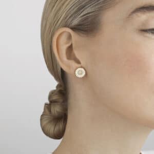 GEORG JENSEN ØREDOBBER DAISY FORGYLT SØLV OG DIAMANTER