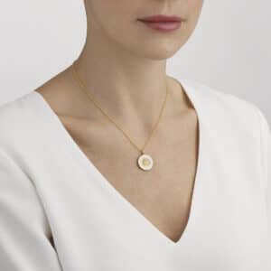 GEORG JENSEN SMYKKE DAISY FORGYLT SØLV OG HVIT EMALJE 18MM