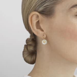 GEORG JENSEN ØREDOBBER DAISY FORGYLT SØLV OG EMALJE