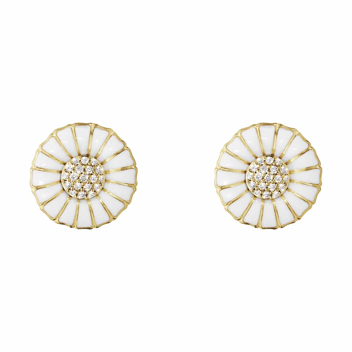 GEORG JENSEN ØREDOBBER DAISY FORGYLT SØLV OG DIAMANTER