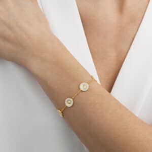 GEORG JENSEN ARMBÅND DAISY FORGYLT SØLV OG EMALJE