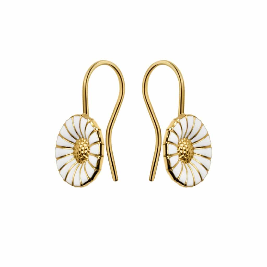 GEORG JENSEN ØREDOBBER DAISY FORGYLT SØLV OG EMALJE
