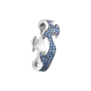 GEORG JENSEN RING FUSION SENTERRING HVITTGULL MED SAFIRER