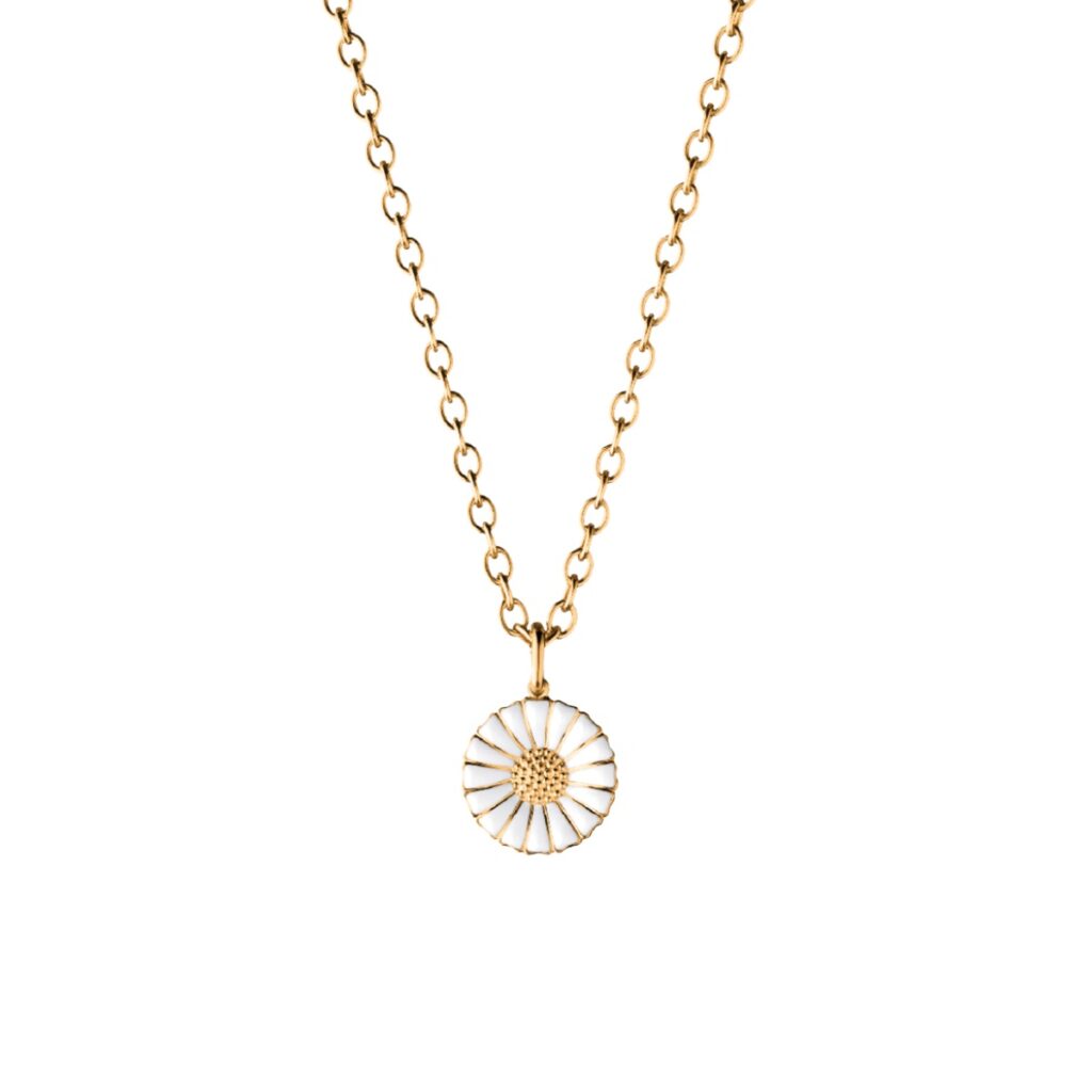 GEORG JENSEN SMYKKE DAISY FORGYLT SØLV OG HVIT EMALJE 18MM