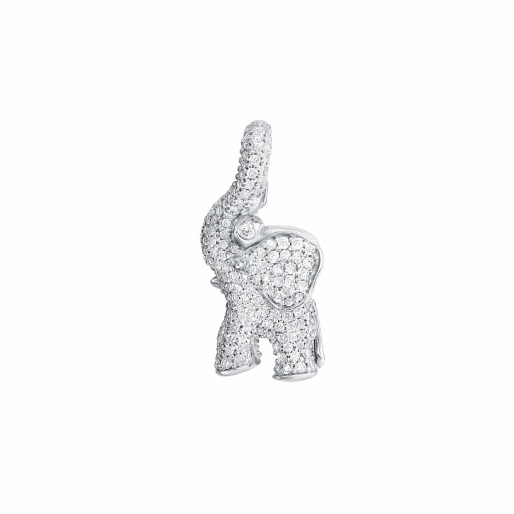 OLE LYNGGAARD CHARM ELEFANT MED PAVÉ HVITTGULL
