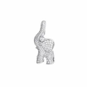 OLE LYNGGAARD CHARM ELEFANT MED PAVÉ HVITTGULL