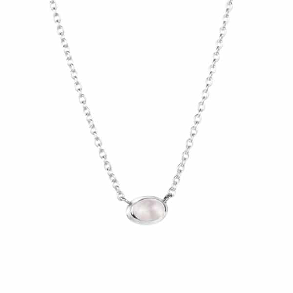 EFVA ATTLING KJEDE LOVE BEAD SØLV ROSA KVARTS
