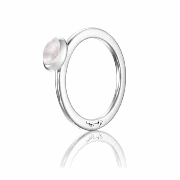 EFVA ATTLING RING LOVE BEAD SØLV ROSA KVARTS