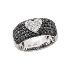 DIAMANTRING WHITE HEART & BLACK