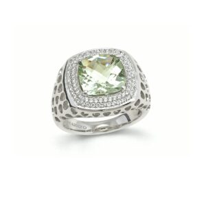 DIAMANTRING BRED 0.35CT TW.SI GRØNN AMETYST