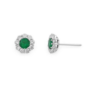 DIAMANT ØREDOBBER HVITTGULL & SMARAGDER
