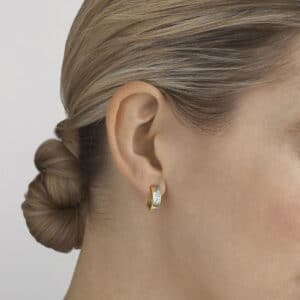 GEORG JENSEN ØREDOBBER FUSION GULL MED DIAMANTER