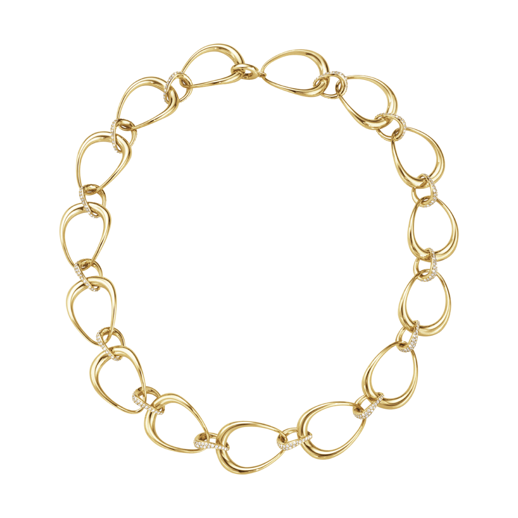 GEORG JENSEN KJEDE OFFSPRING GULL MED DIAMANTER