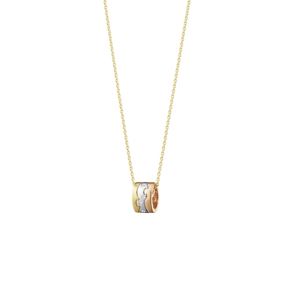 GEORG JENSEN HALSSMYKKE FUSION GULL MED DIAMANTER