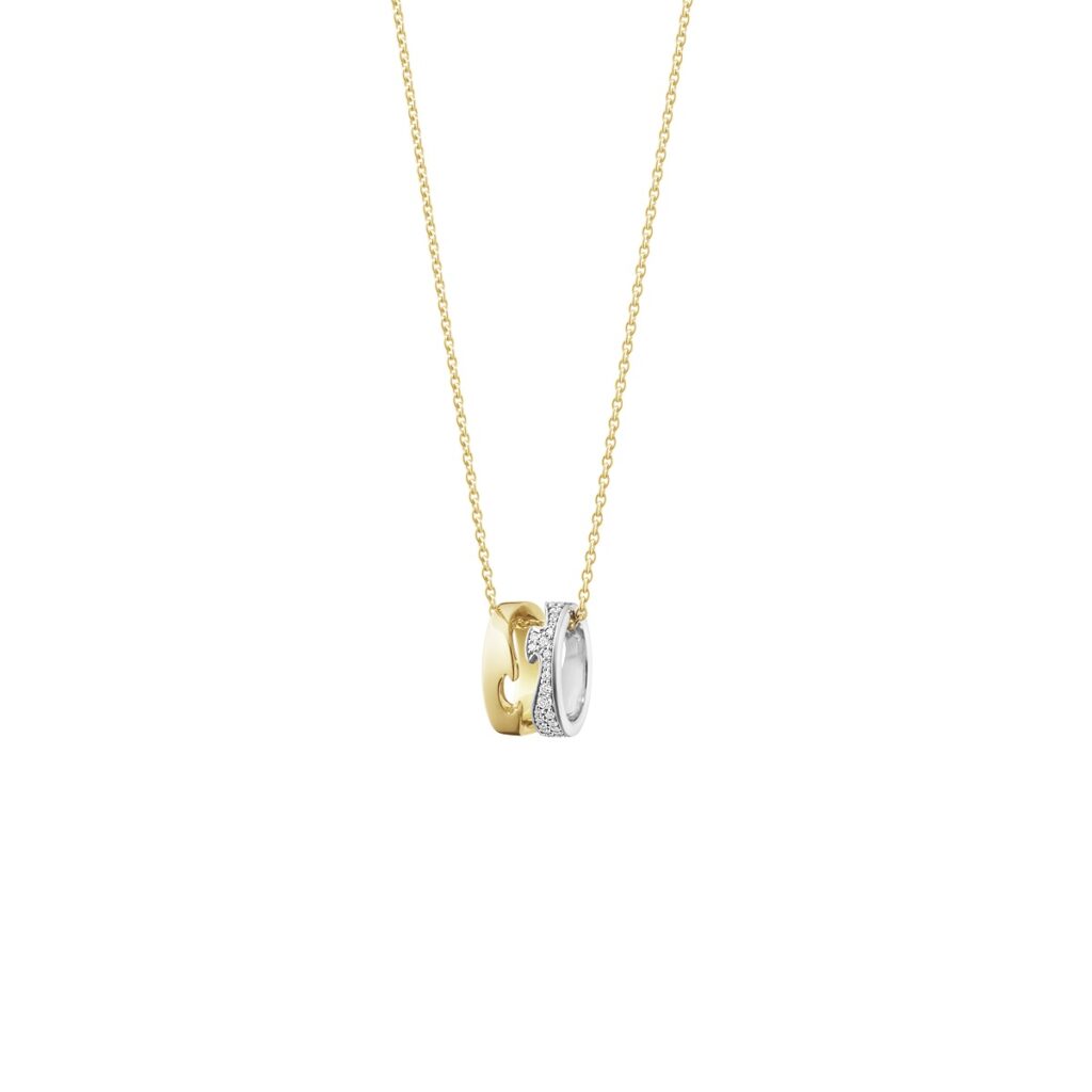 GEORG JENSEN HALSSMYKKE FUSION GULL MED DIAMANTER