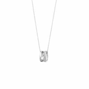 GEORG JENSEN HALSSMYKKE FUSION HVITTGULL MED DIAMANTER