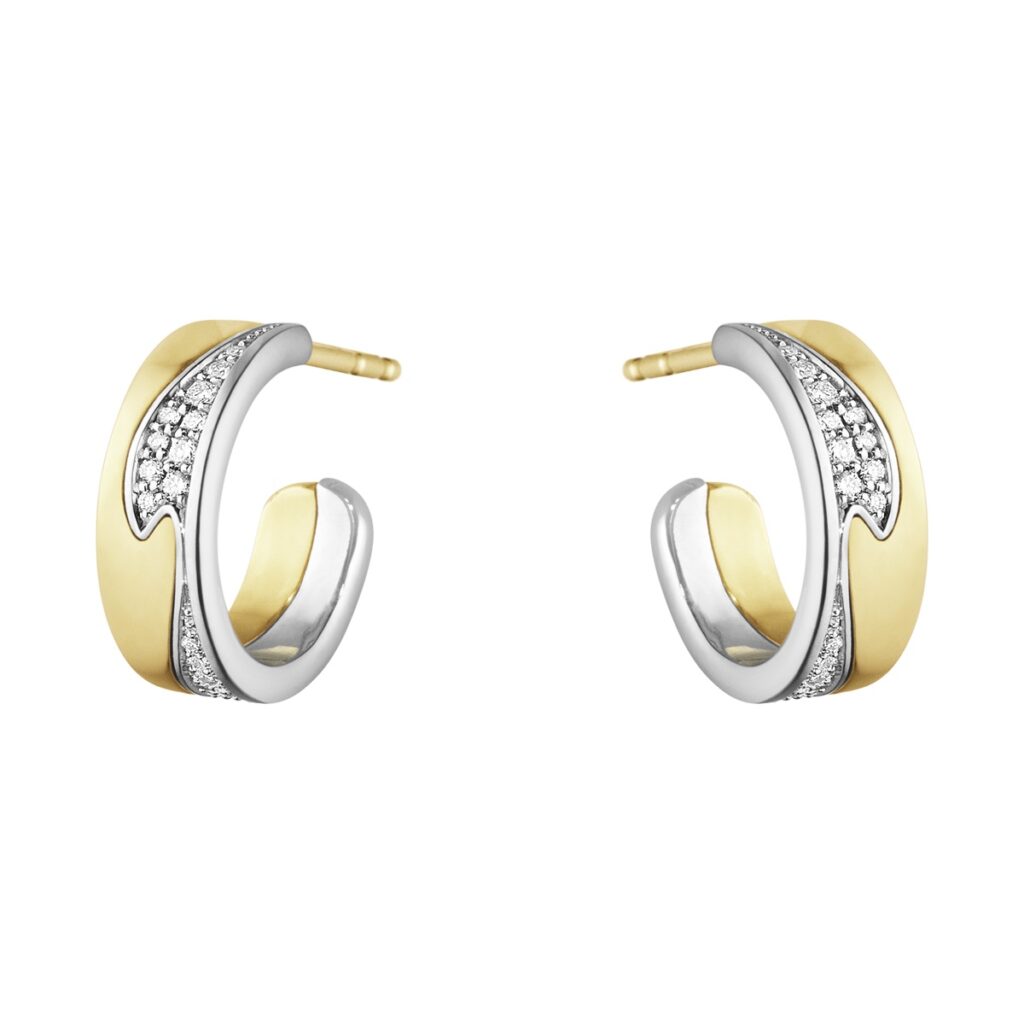 GEORG JENSEN ØREDOBBER FUSION GULL MED DIAMANTER
