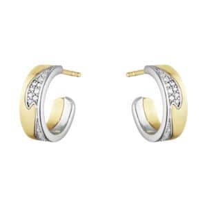 GEORG JENSEN ØREDOBBER FUSION GULL MED DIAMANTER