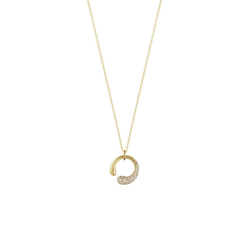 GEORG JENSEN HALSSKJEDE MERCY GULTGULL MED DIAMANTER