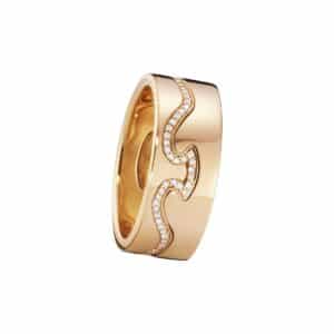 GEORG JENSEN RING FUSION 2 DELER MED DIAMANTER ROSEGULL