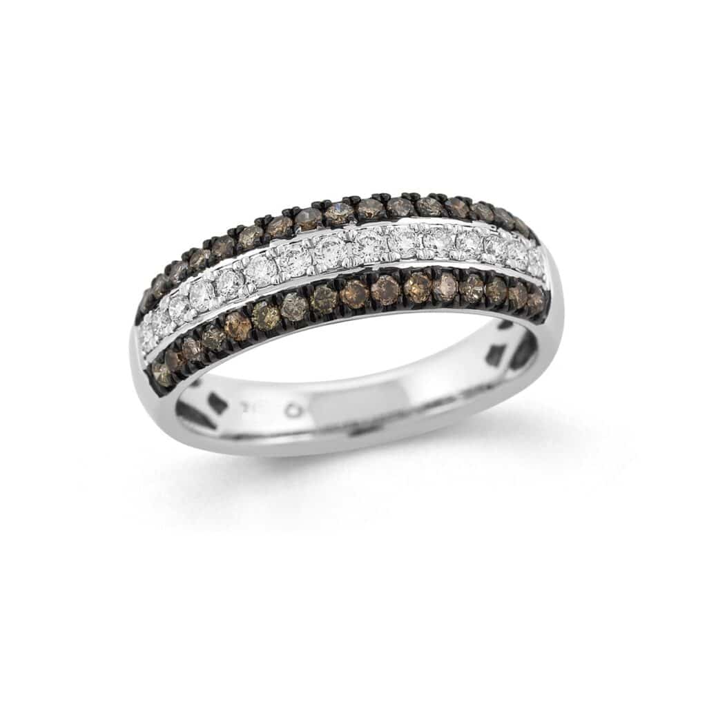 RING WHITE AND BROWN DIAMONDS