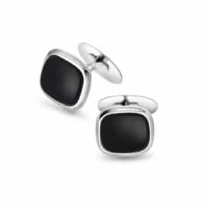 MANSJETTKNAPPER HVITTGULL MED ONYX PLATE