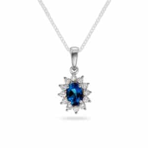 ANHENG HVITTGULL MED SAFIR OG DIAMANTER