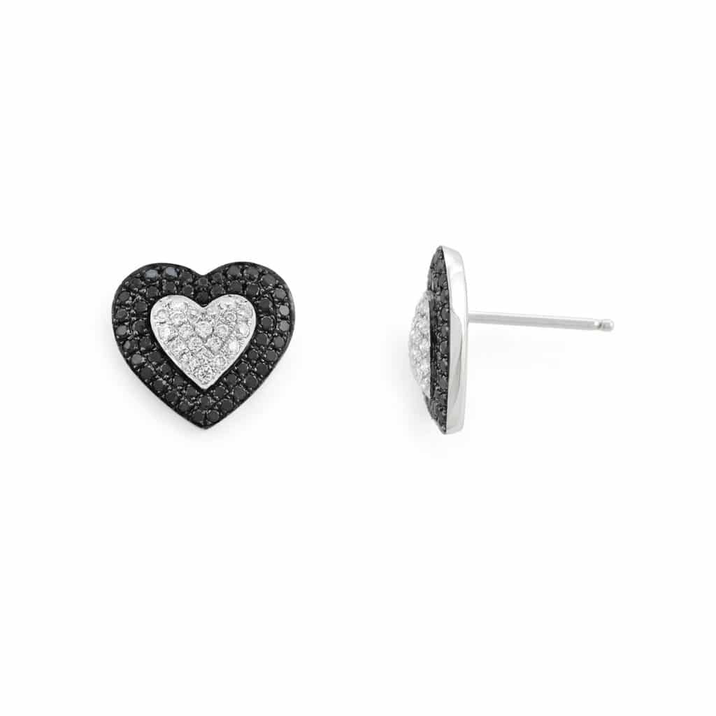 DIAMANTØREDOBBER HJERTER BLACK & WHITE