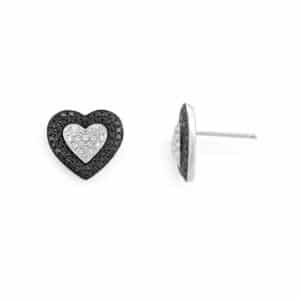 DIAMANTØREDOBBER HJERTER BLACK & WHITE