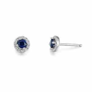 DIAMANT ØREDOBBER SAFIR OG DIAMANT