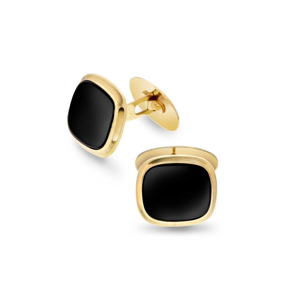 MANSJETTKNAPPER GULTGULL MED ONYX PLATE