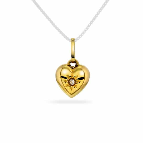 GULLSMYKKE TIL BARN HJERTE MED DIAMANT