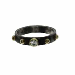 RIKKE HARSHEIM RING SVART MED GULL KNOTTER