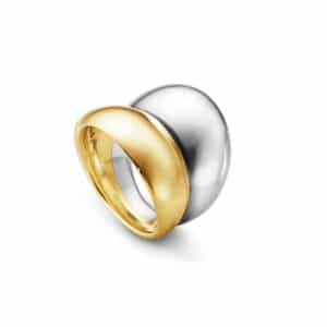GEORG JENSEN RING BRED CURVE SØLV & GULL