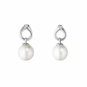 GEORG JENSEN ØREDOBBER MAGIC MED PERLER OG DIAMANTER HVITTGULL