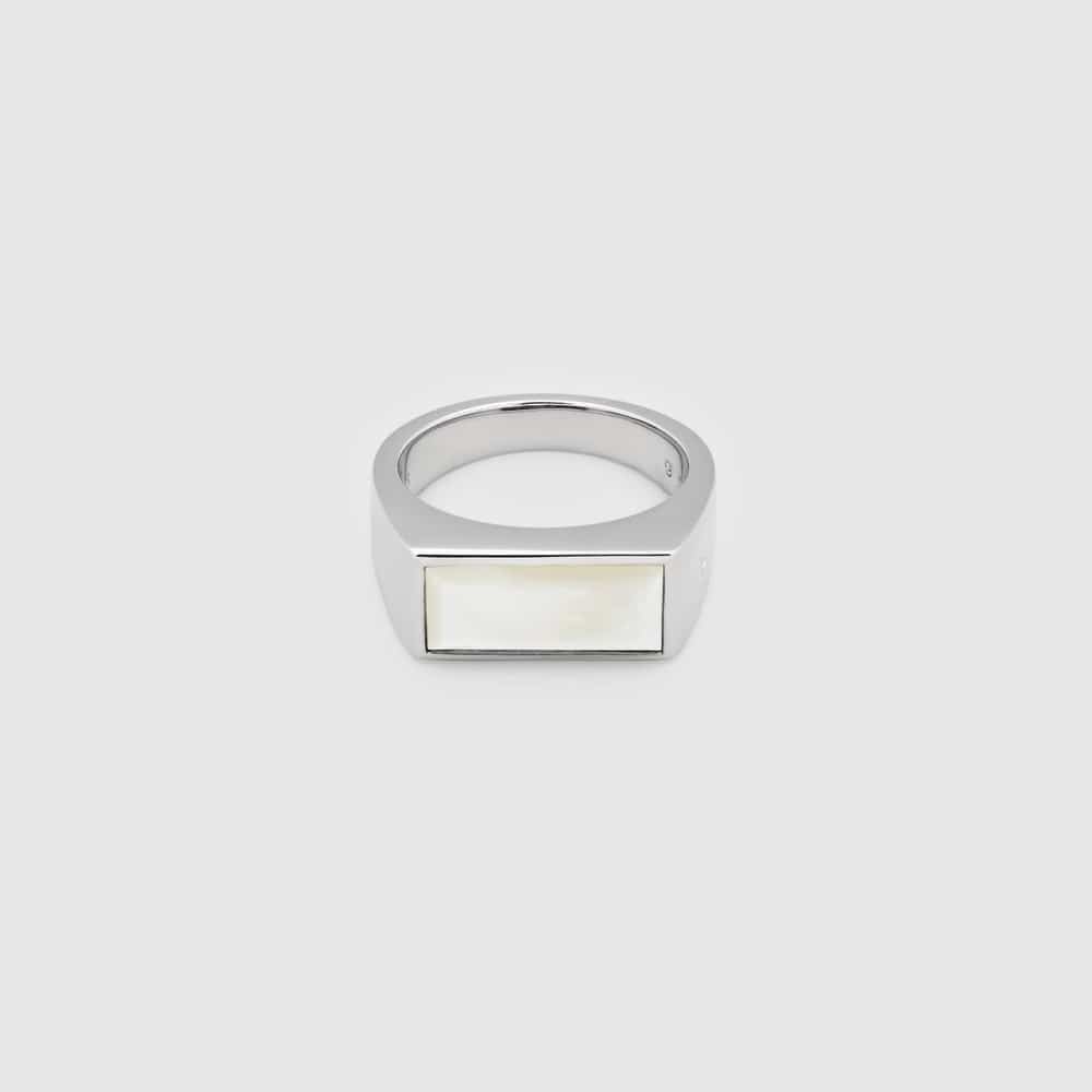 TOM WOOD RING PEAKY WHITE MOTHER OF PEARL