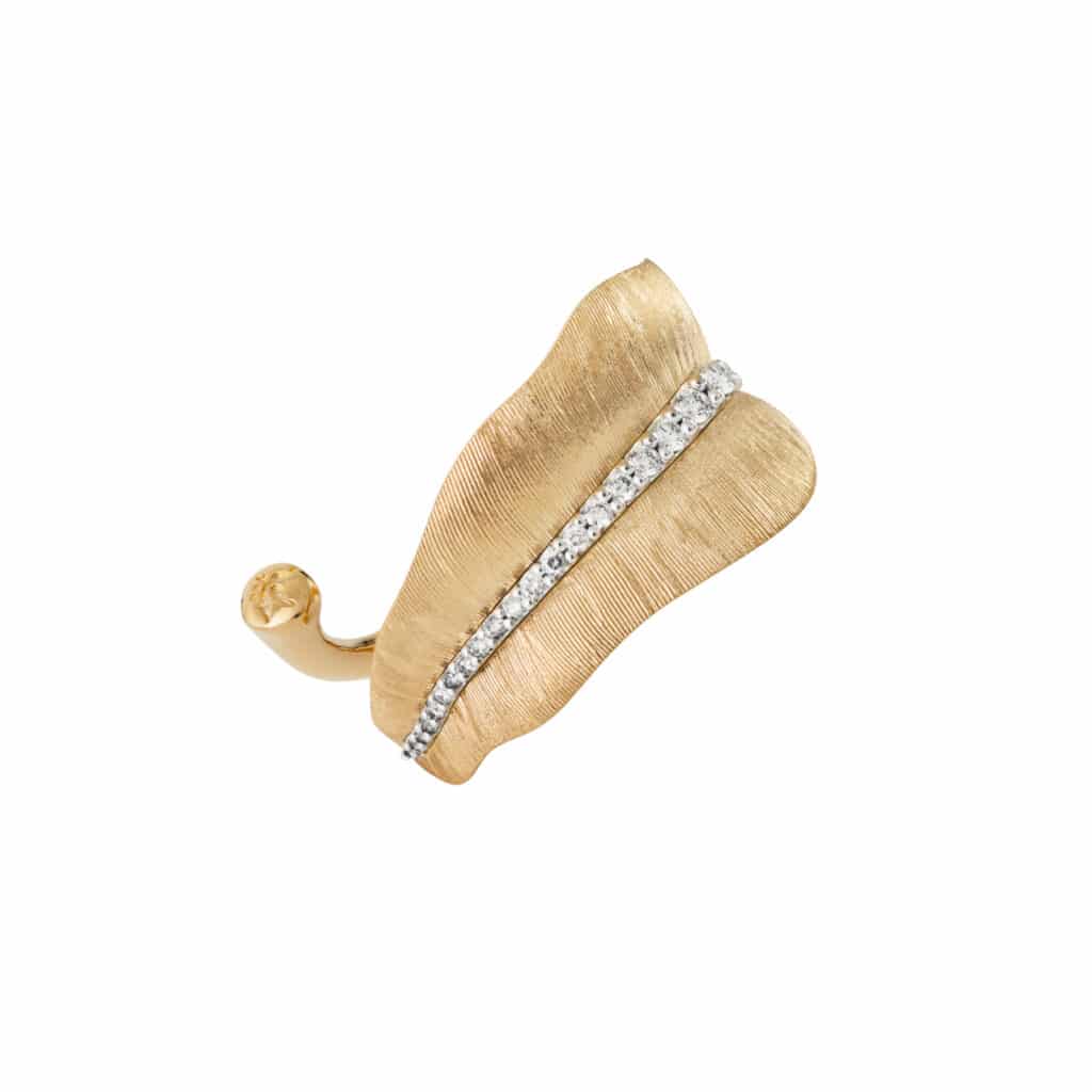 OLE LYNGGAARD RING LEAVES SMAL MED DIAMANTER
