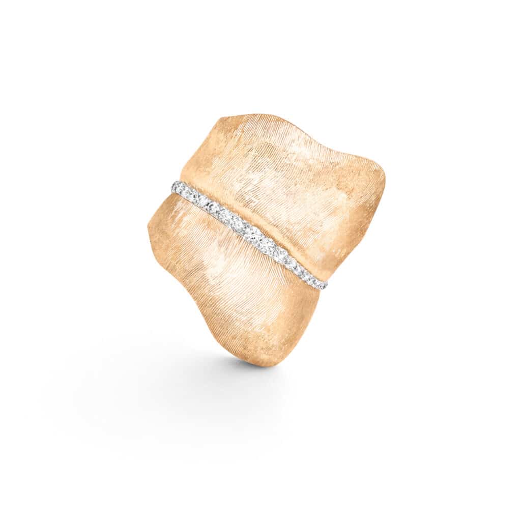 OLE LYNGGAARD RING LEAVES BRED MED DIAMANTER