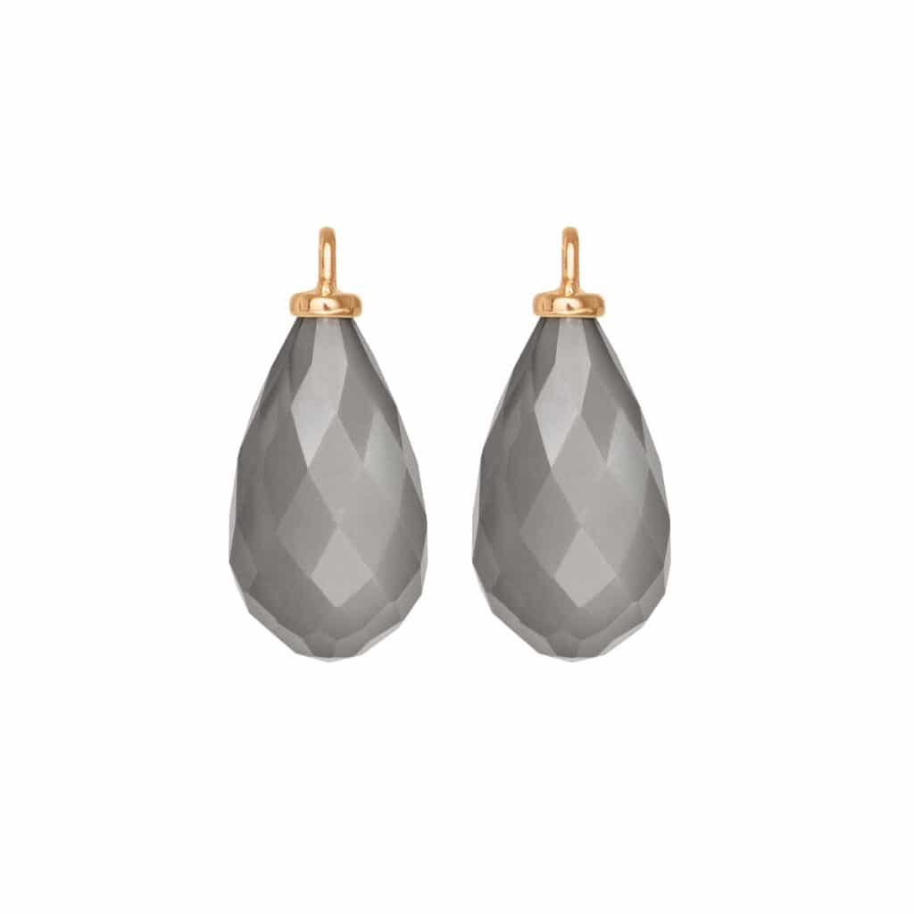 OLE LYNGGAARD FACETED DROPS VEDHENG TIL ØREPYNT GRÅ MÅNESTEN