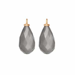 OLE LYNGGAARD FACETED DROPS VEDHENG TIL ØREPYNT GRÅ MÅNESTEN