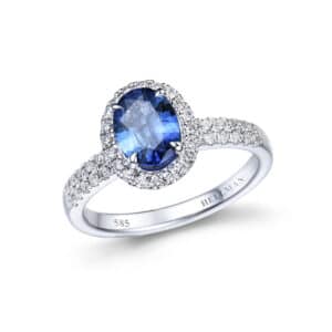 RING OVAL SAFIR MED DIAMANTER