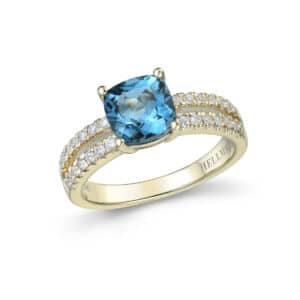 DIAMANTRING GULTGULL MED TOPAS