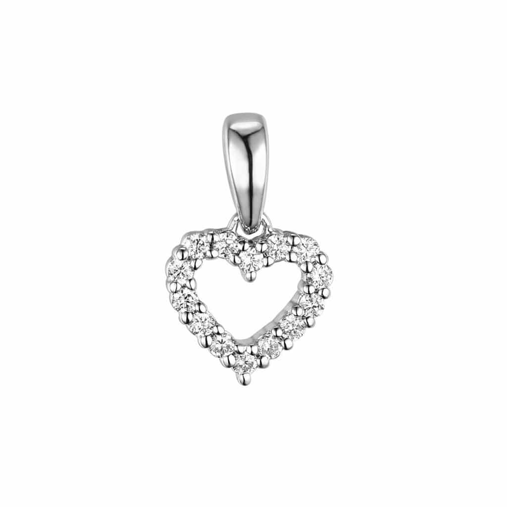 DIAMANTHJERTE ANHENG HVITTGULL 0,09CT