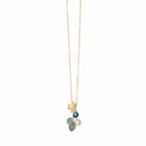 OLE LYNGGAARD ANHENG LOTUS MIDNIGHT MED SERPENTIN, AQUAMARINE, LONDON BLÅ TOPAS OG PAVÉ